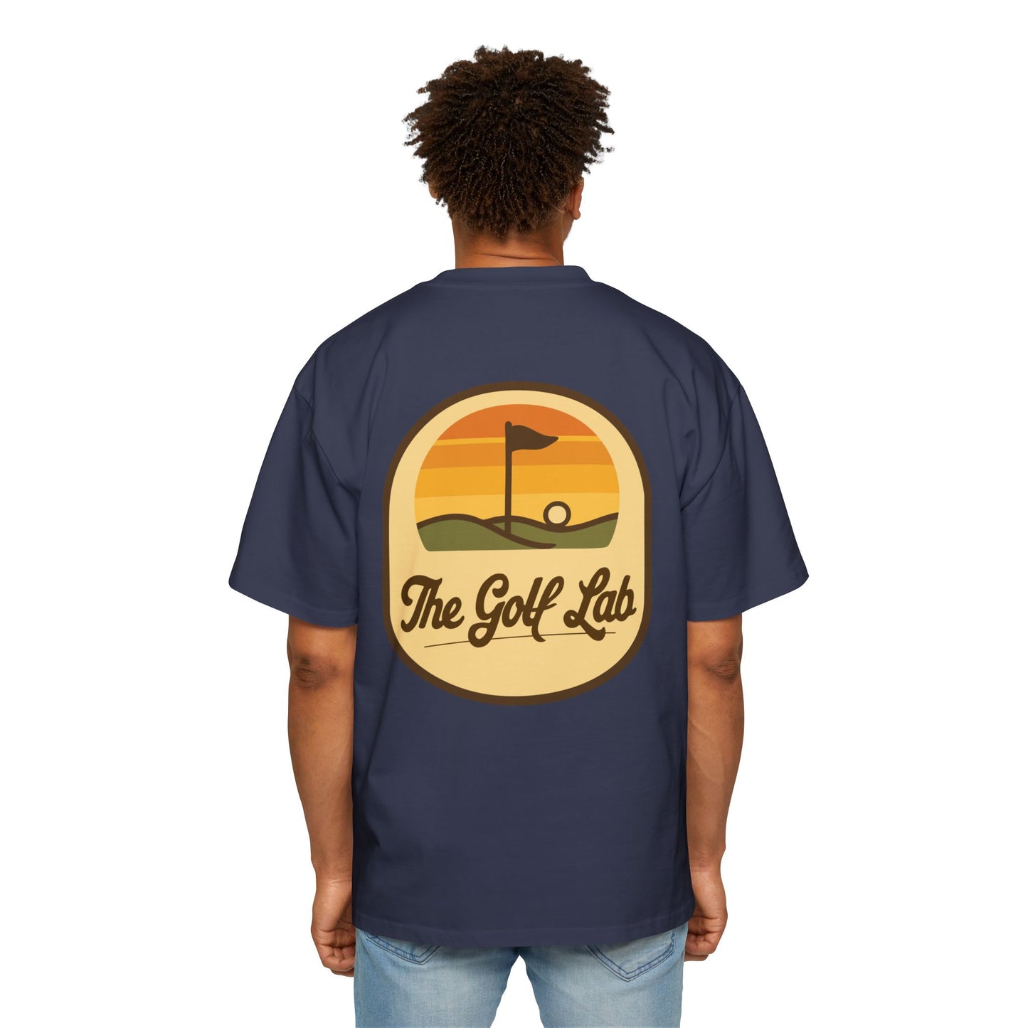 Golf Lab Oversized Tee — Vintage Sunset Golf Logo Shirt