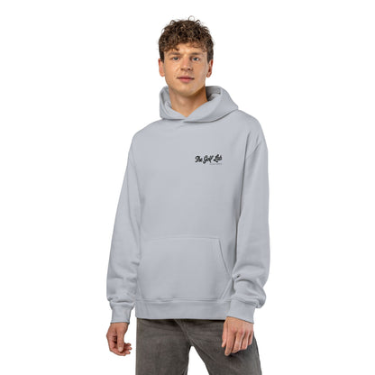 Relaxed Hoodie with Tiny Yellow Smiley Patch – Casual Graphic Pullover